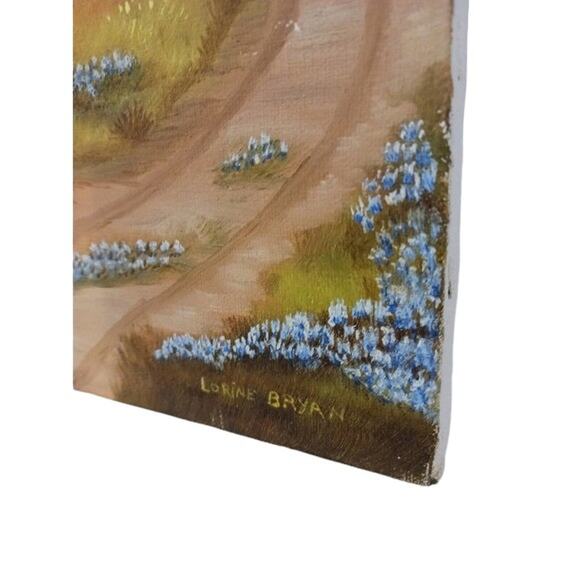 Oil Painting Canvas Barn Windmill Country 16x12 Hills Landscape by Lorine Bryan - Picture 5 of 13